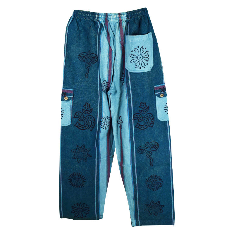 Pantalon Pokhar Coton Ethnique Bleu