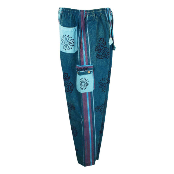 Pantalon Pokhar Coton Ethnique Bleu