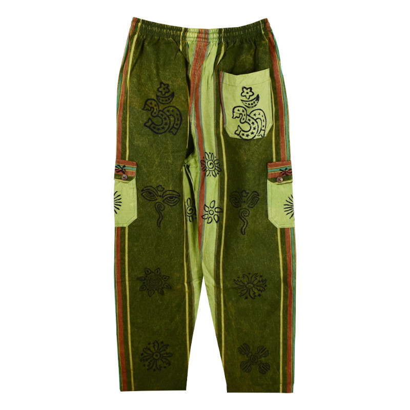 Pantalon Pokhar Coton Ethnique Vert