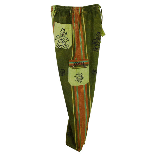 Pantalon Pokhar Coton Ethnique Vert