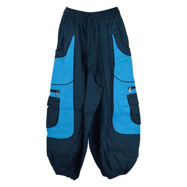 Pantalon Jolka Coupe Ample Bleu Deux Tons