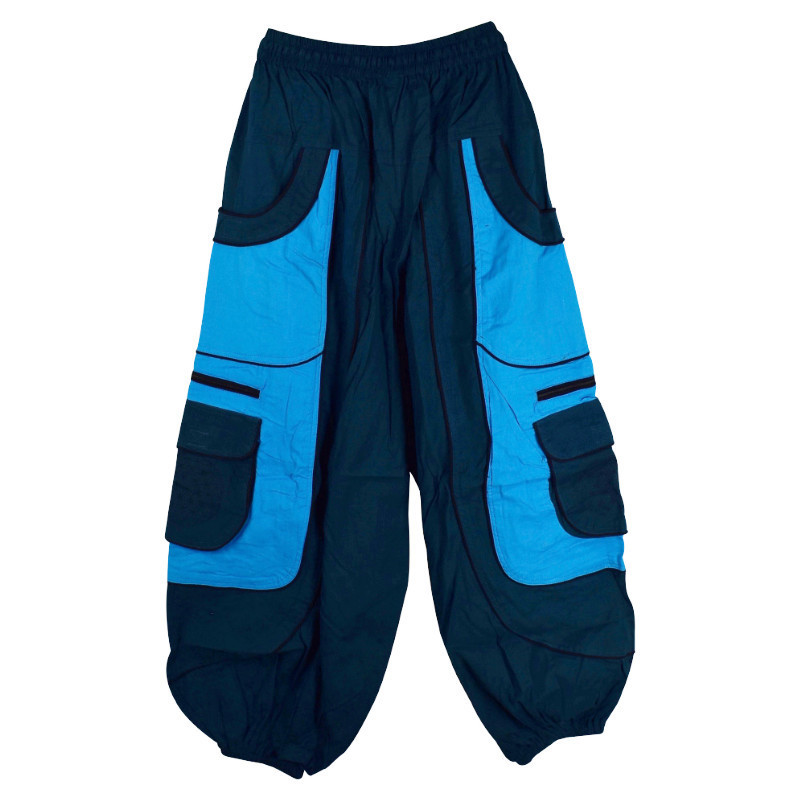 Pantalon Jolka Coupe Ample Bleu Deux Tons