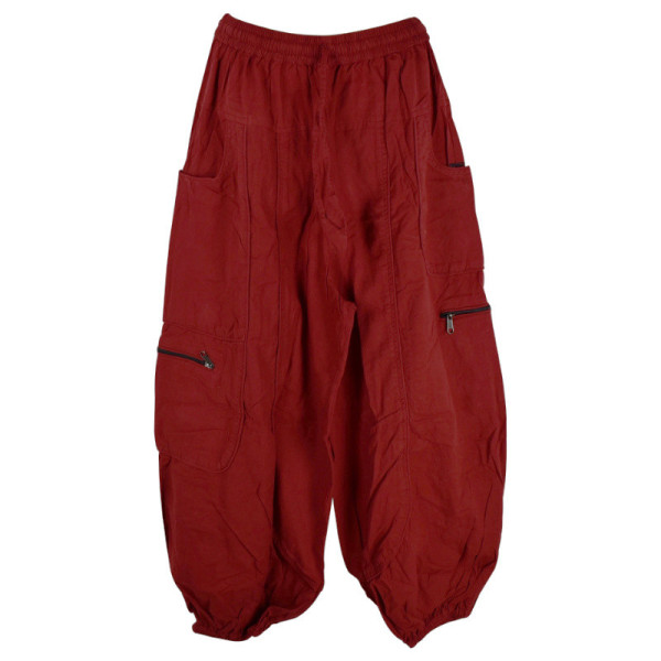 Pantalon Dewas Ethnique Uni Délavé Rouge