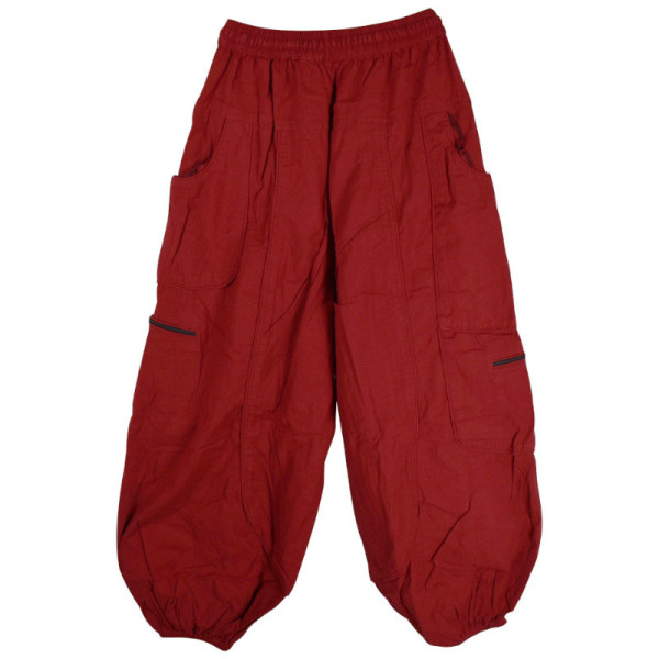 Pantalon Dewas Ethnique Uni Délavé Rouge