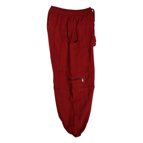 Pantalon Dewas Ethnique Uni Délavé Rouge