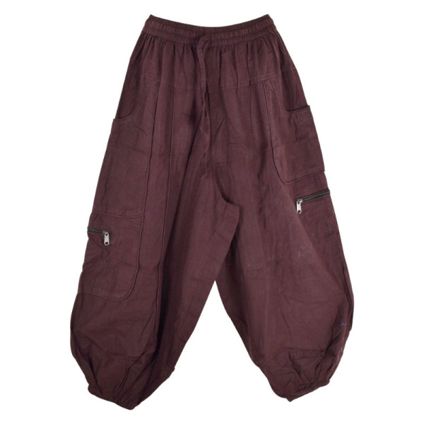 Pantalon Dewas Ethnique Uni Délavé Chocolat