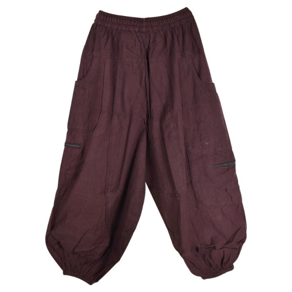 Pantalon Dewas Ethnique Uni Délavé Chocolat