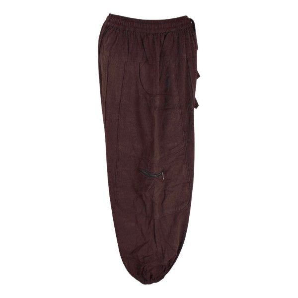 Pantalon Dewas Ethnique Uni Délavé Chocolat