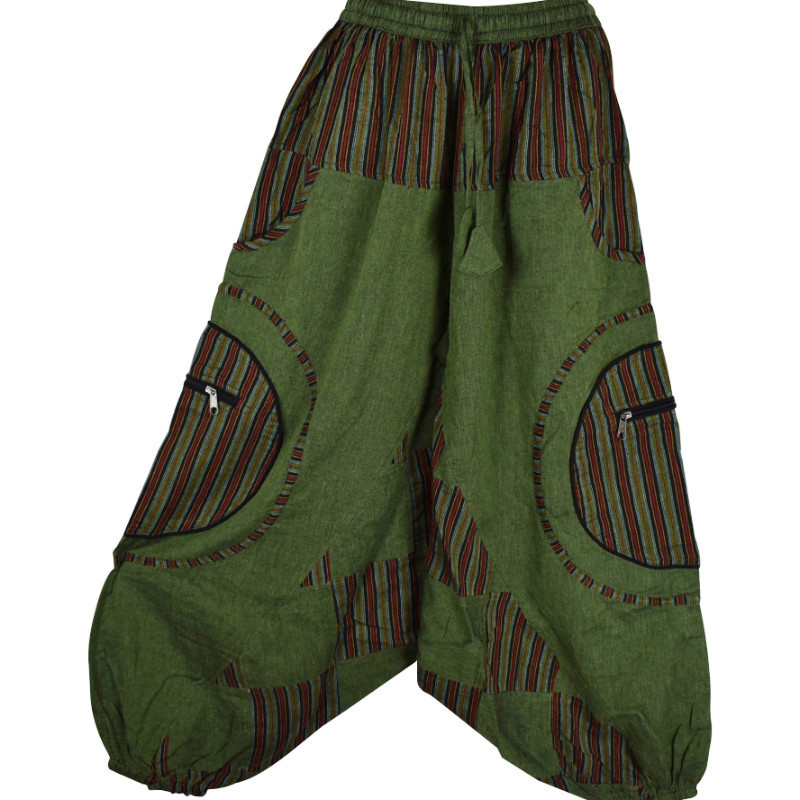 Sarouel Saka Coton Artisanal tramé Vert