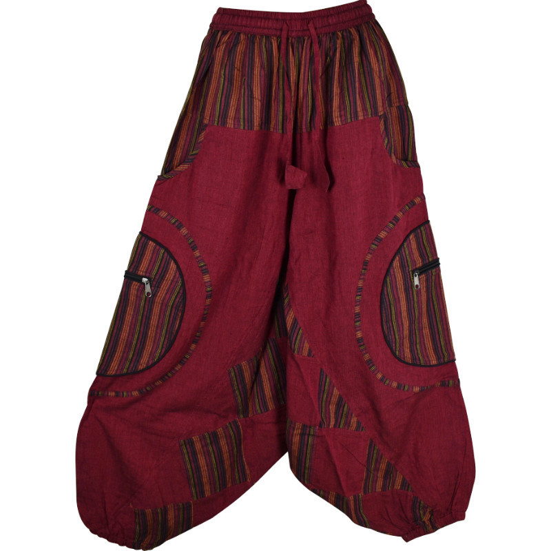 Sarouel Saka Coton Artisanal tramé Bordeaux