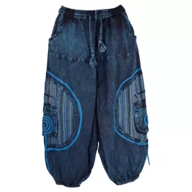 Sarouel Mixte Tie-Dye Shivna Noir et Bleu