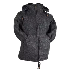 Veste Laya Laine Tricotée Doublé Polaire Anthracite