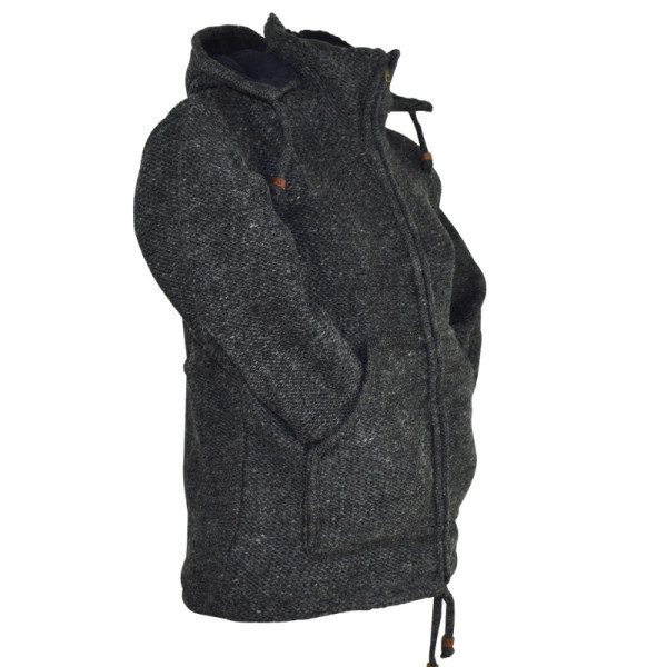 Veste Laya Laine Tricotée Doublé Polaire Anthracite