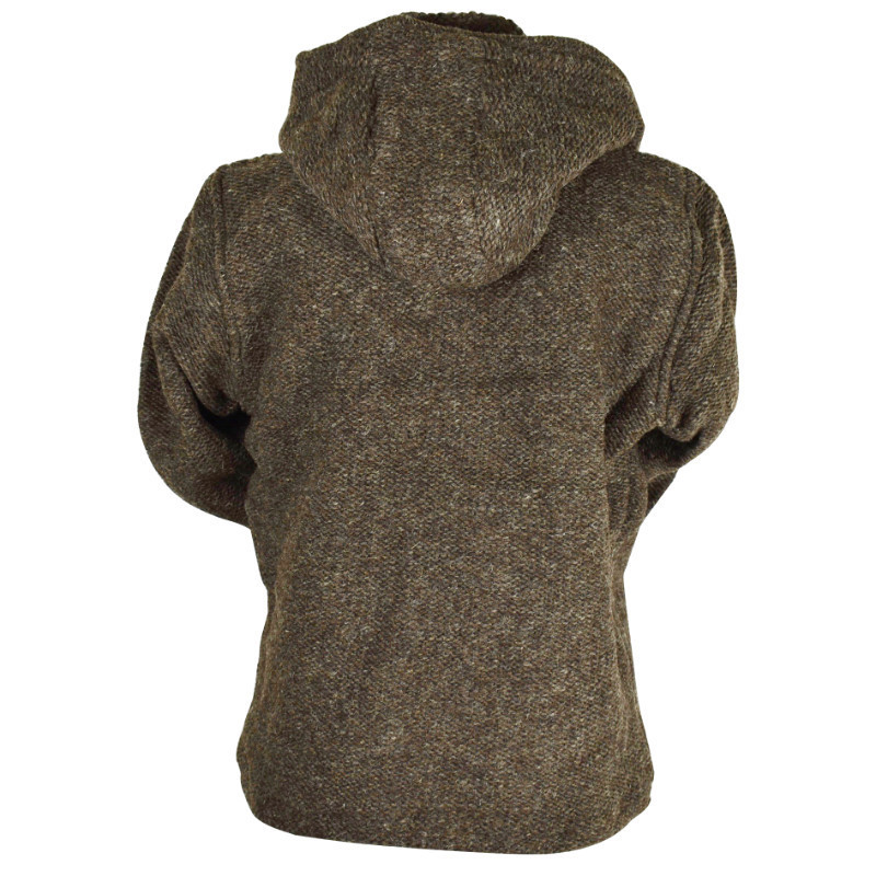 Veste Laya Laine Tricotée Doublé Polaire Brun