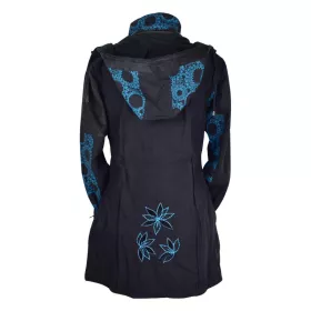 Manteau Jalgon Col Impérial et Capuche Amovible Bleu
