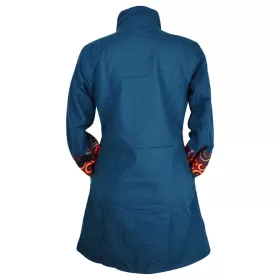 Manteau Ethnique Ozar Col Impérial Uni Pétrole