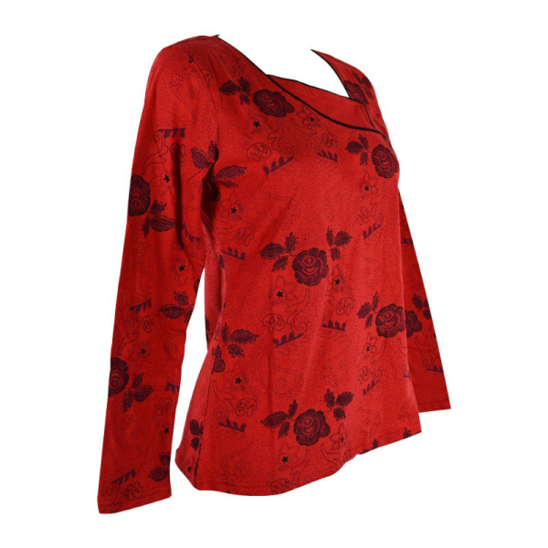 T-Shirt Upla Maille Jersey Rouge Floral