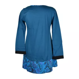 Robe Courte Valpani Brodé Floral Pétrole