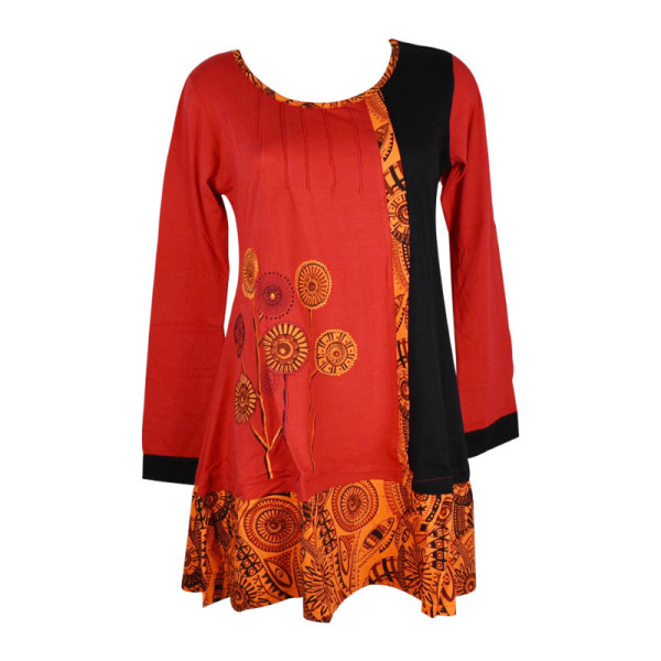 Robe Courte Valpani Brodé Floral Rouge