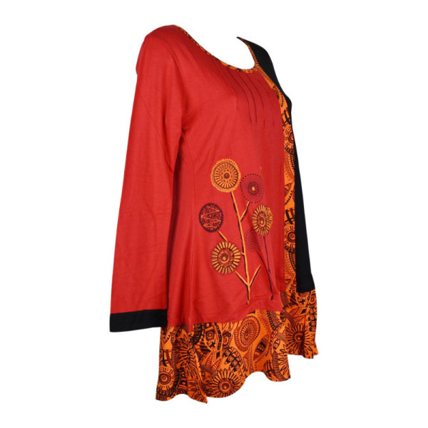 Robe Courte Valpani Brodé Floral Rouge