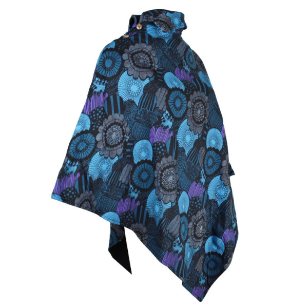 Poncho Court Temala Maille et Polaire Bleu