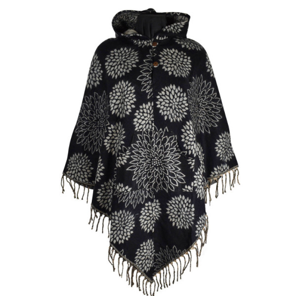 Poncho Femme Khetia Ton Noir et Beige