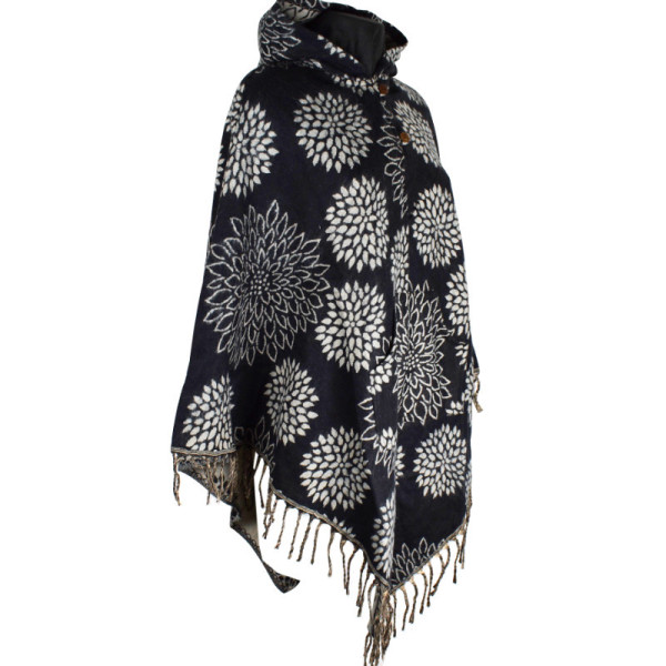 Poncho Femme Khetia Ton Noir et Beige