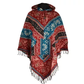 Poncho Femme Amba Rouge et Bleu