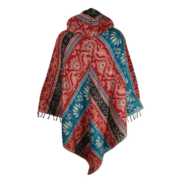 Poncho Femme Amba Rouge et Bleu