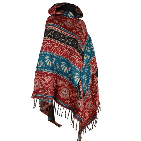 Poncho Femme Amba Rouge et Bleu