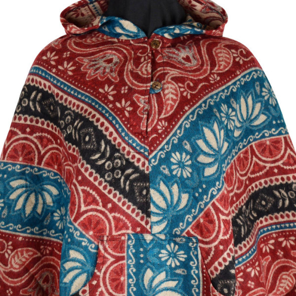 Poncho Femme Amba Rouge et Bleu