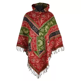 Poncho Femme Amba Ton Rouge et Vert