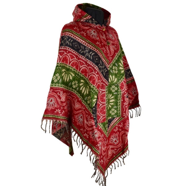 Poncho Femme Amba Ton Rouge et Vert