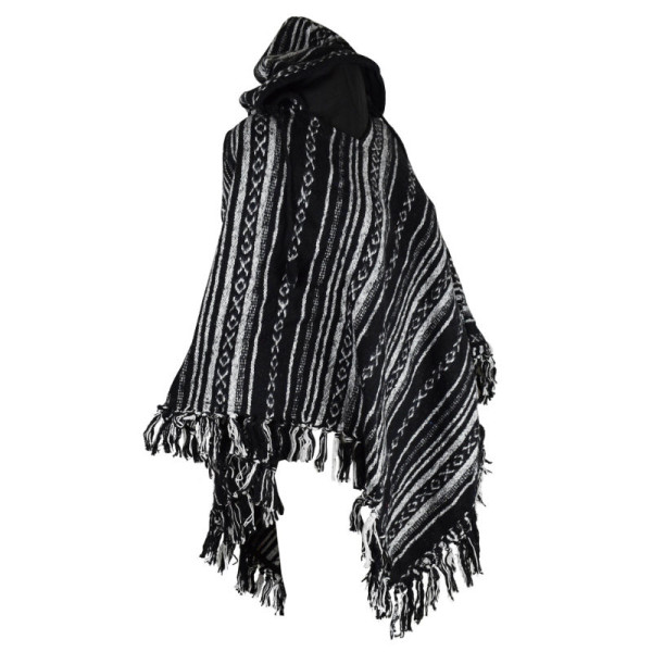 Poncho Coton Peigné Ghatli Noir et Blanc