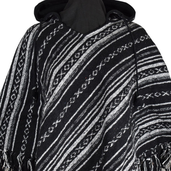 Poncho Coton Peigné Ghatli Noir et Blanc