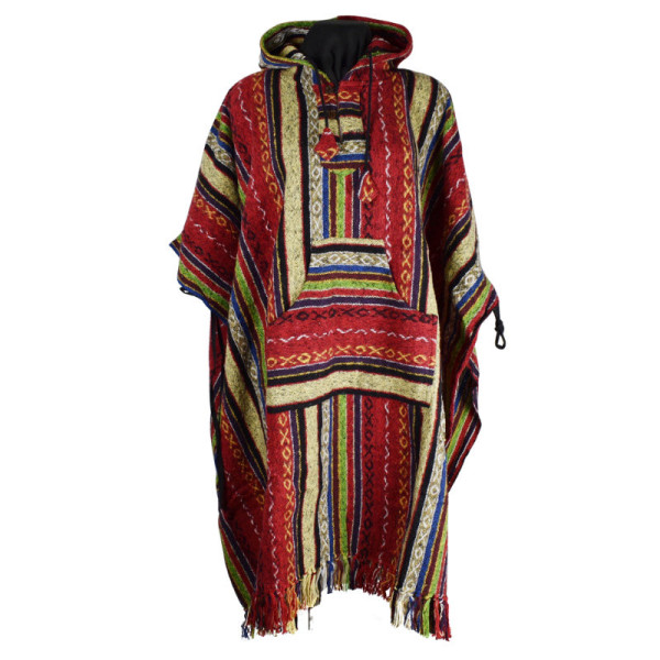 Poncho Homme Katra Coton Peigné Rouge