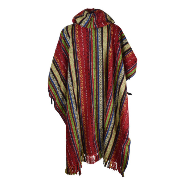 Poncho Homme Katra Coton Peigné Rouge