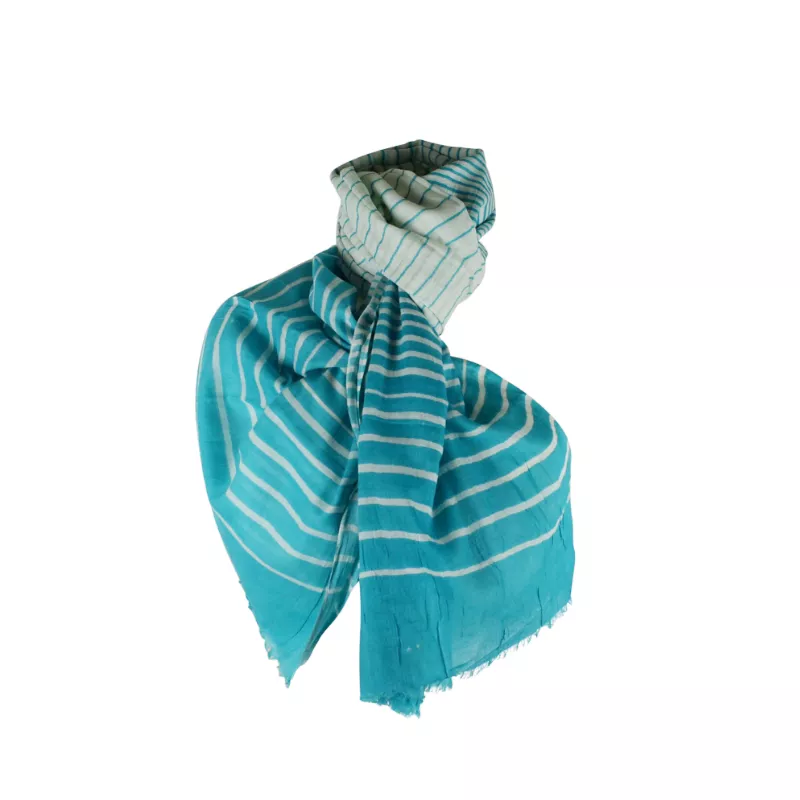 Écharpe Turquoise Coton Imprimé EC24-07