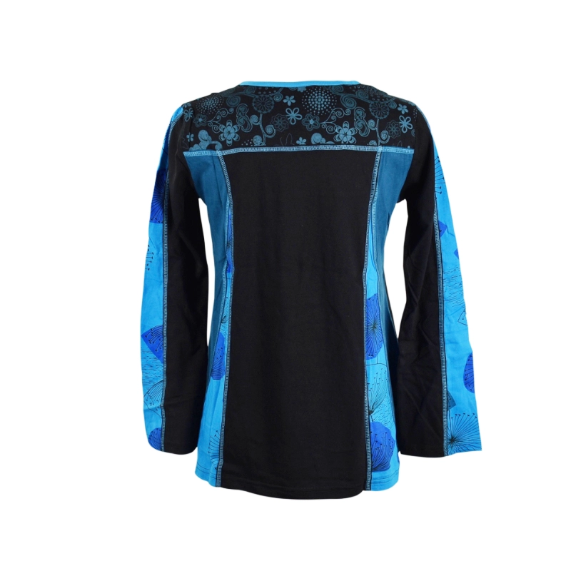T-Shirt Ethnique Samoda Femme Bleu Pétrole