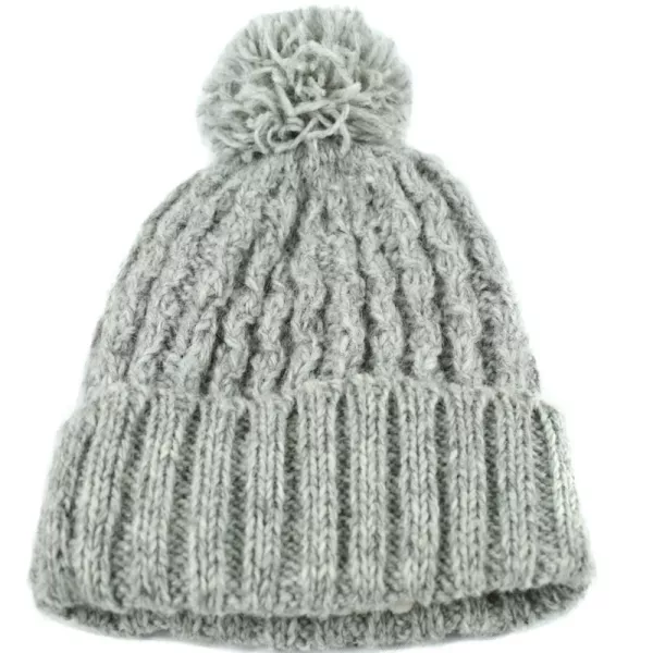 Bonnet Muna Tricot Laine Pompon Gris Clair