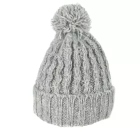 Bonnet Muna Tricot Laine Pompon Gris Clair