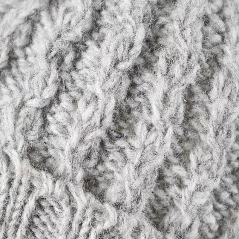 Bonnet Muna Tricot Laine Pompon Gris Clair