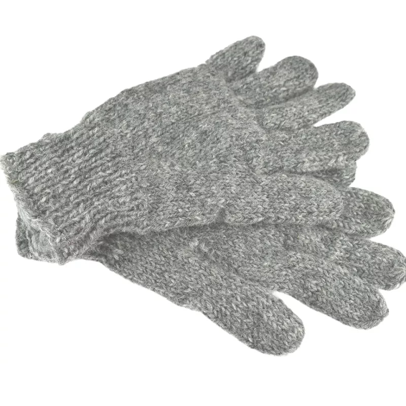Gants Kolki Tricot Laine et Polaire Gris Clair