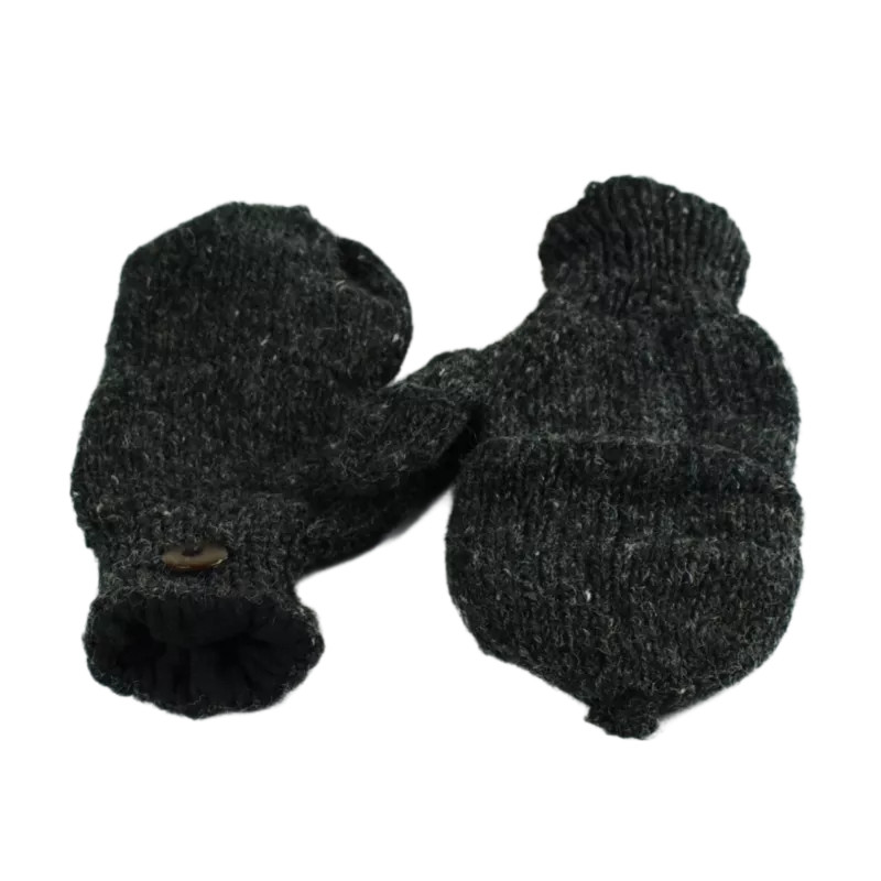 Moufle Mitaine Agara 2 en 1 Laine et Polaire Anthracite