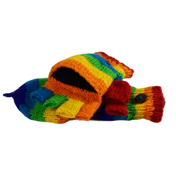 Moufle Mitaine Laine Tricotée Rainbow doublé polaire