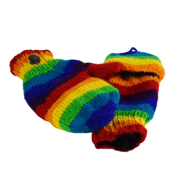 Moufle Mitaine Laine Tricotée Rainbow doublé polaire