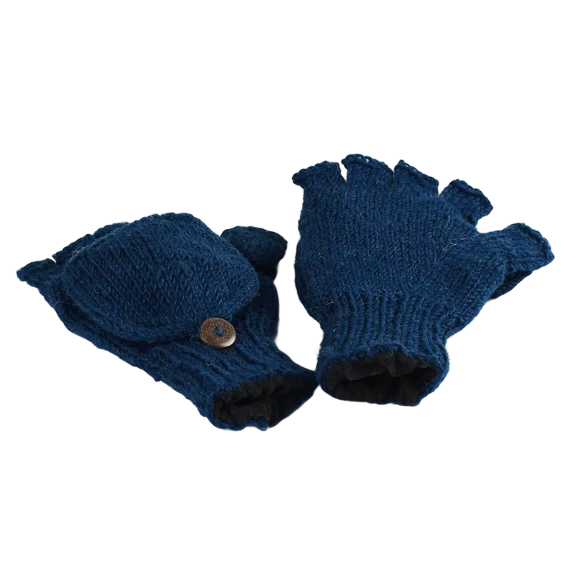 Moufle Mitaine Agara Bleu Pétrole