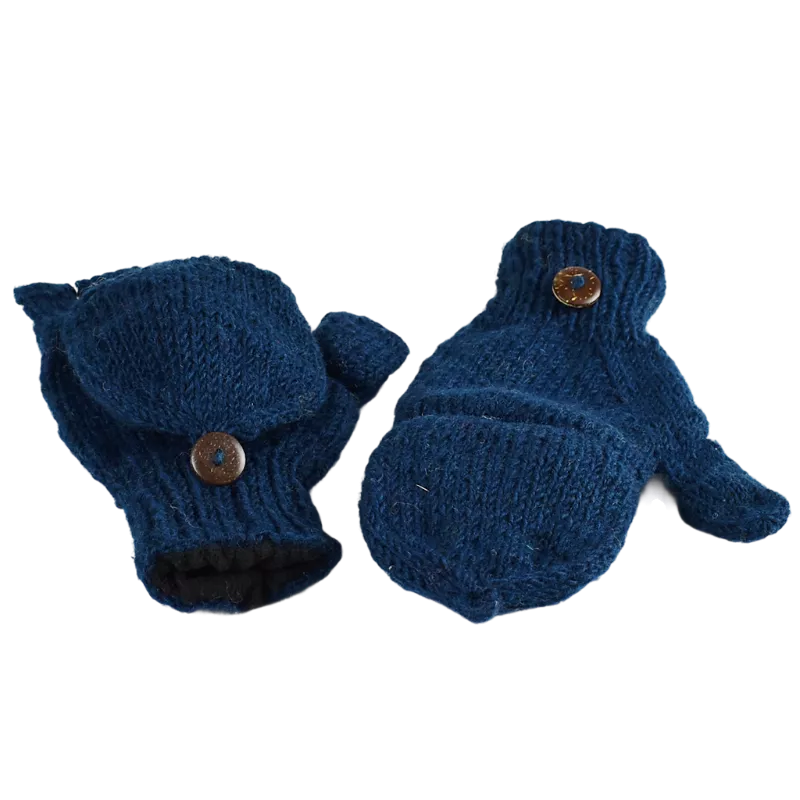Moufle Mitaine Agara Bleu Pétrole