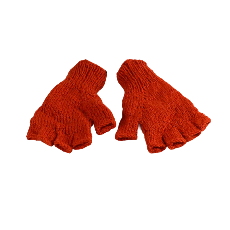 Mitaines Gundu Tricot Laine Orange