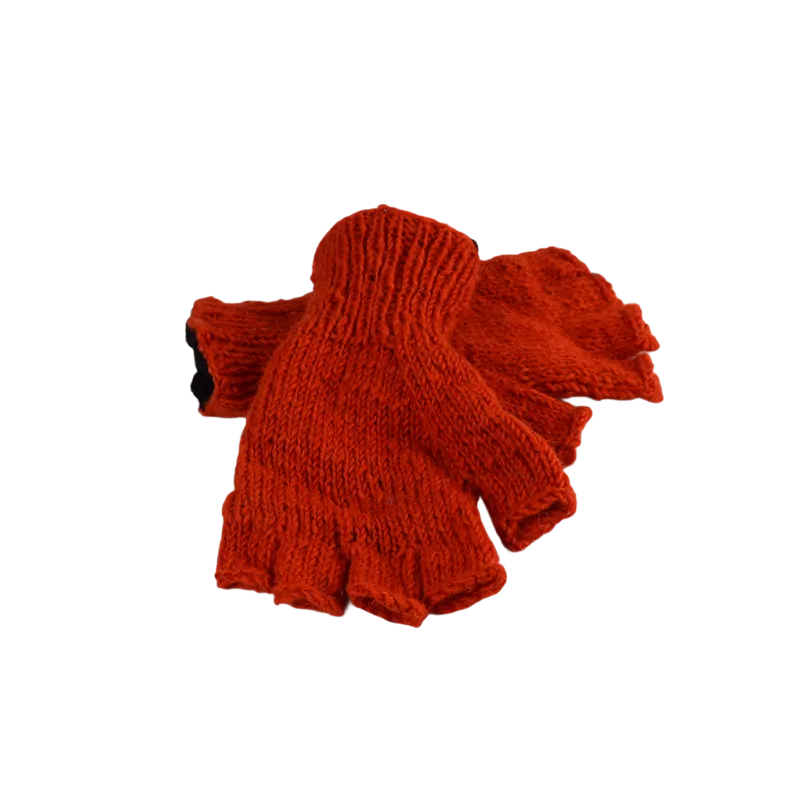 Mitaines Gundu Tricot Laine Orange